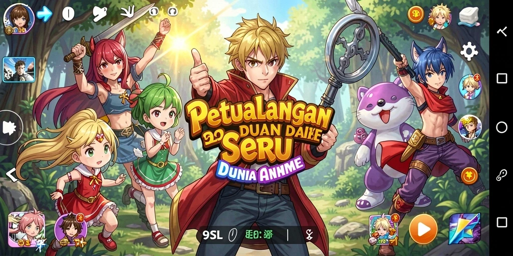 Tampilan gameplay seru dalam 9SL dengan karakter anime yang menarik.
