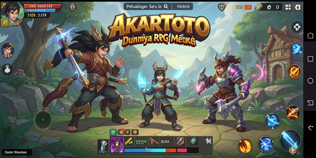 Tangkapan layar gameplay AKARTOTO menampilkan karakter dalam pertempuran epik.