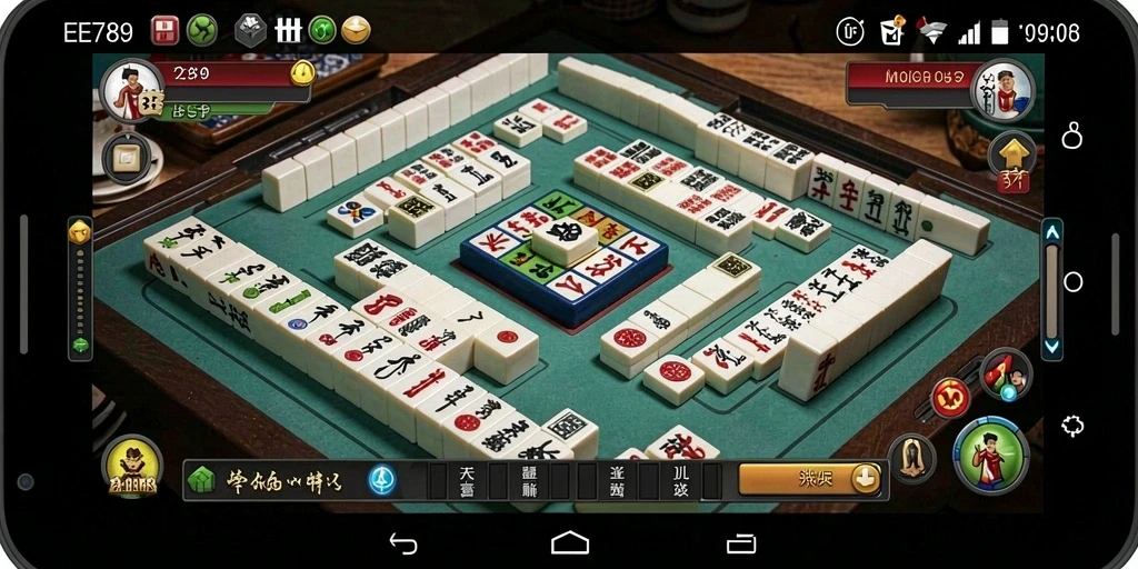 Gameplay menarik dari EE789 menampilkan ubin Mahjong yang berwarna-warni.