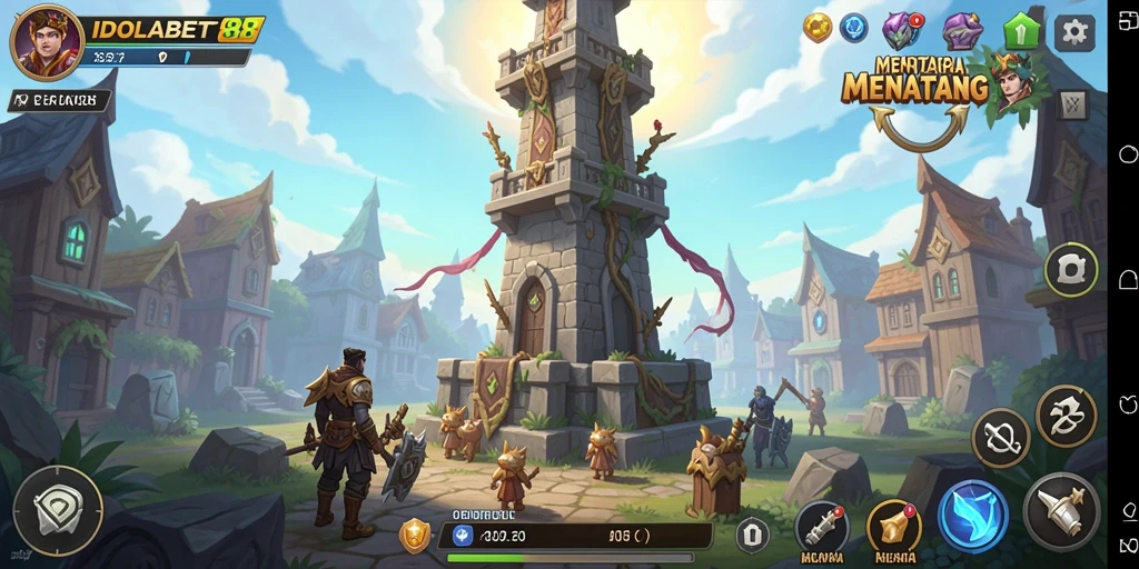 Tampilan menara pertahanan dalam gameplay IDOLABET88 yang seru.
