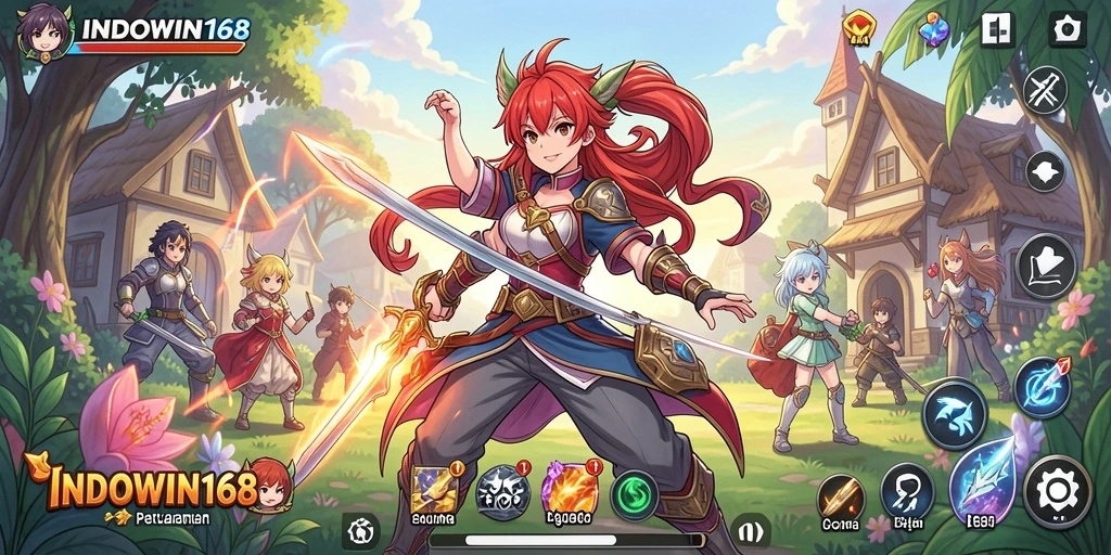 Tampilan menakjubkan dari gameplay <strong>INDOWIN168</strong> dengan karakter anime ikonik.