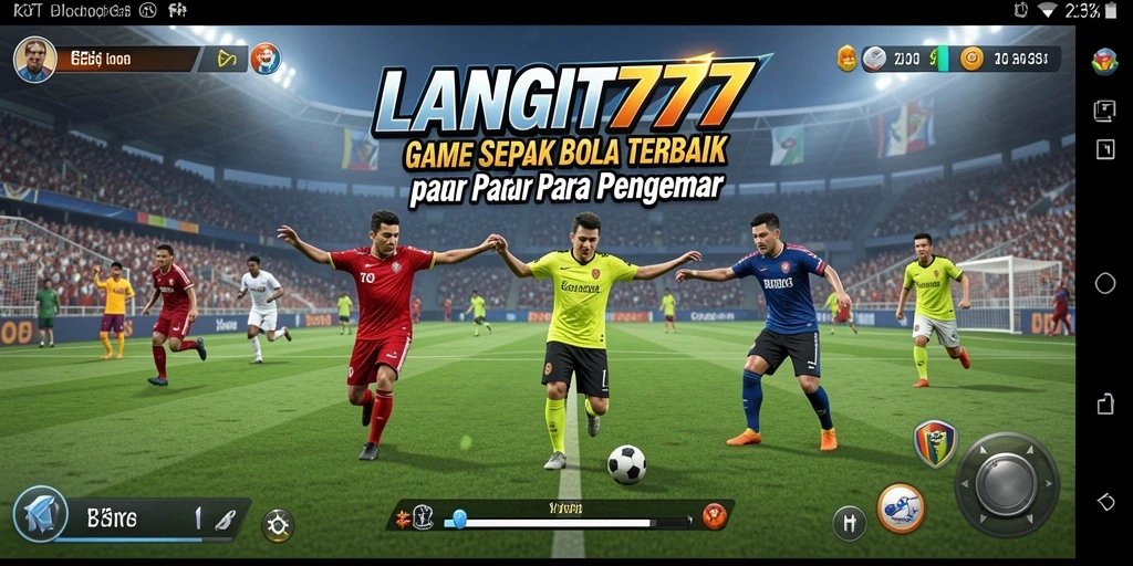 Screenshot LANGIT777 menampilkan aksi mendebarkan dalam permainan sepak bola.