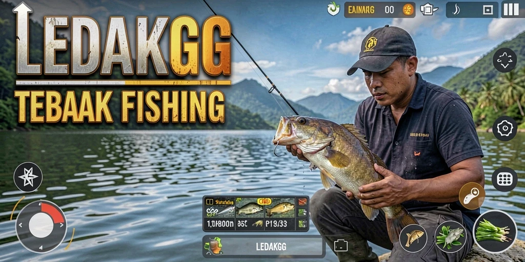 Tampilan menarik dari gameplay LEDAKGG dengan suasana memancing yang realistis.