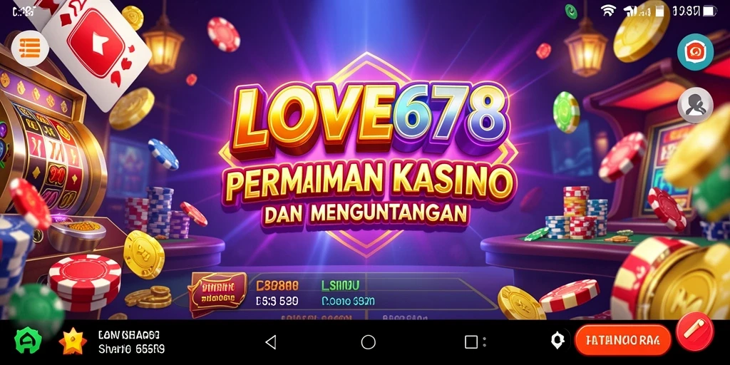 Screenshot utama LOVE678 menunjukkan suasana permainan Kasino yang mendebarkan.