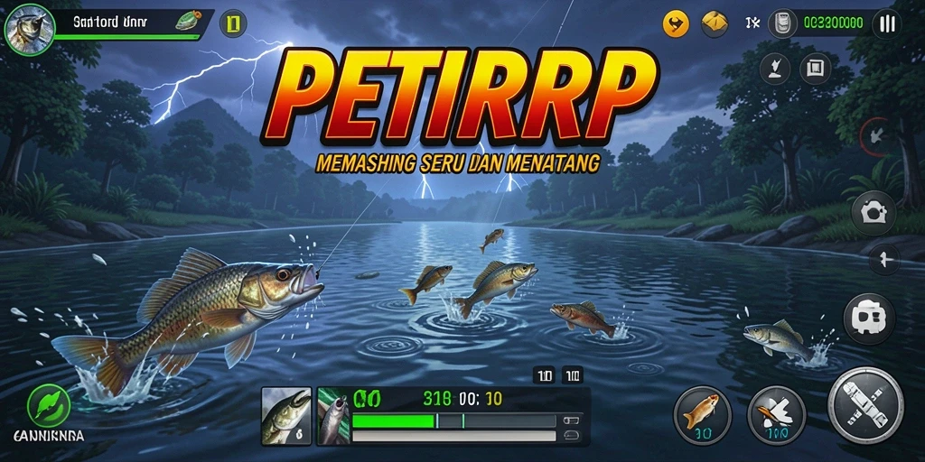 Tampilan gameplay menarik dari PETIRRP dengan aksi memancing yang seru.