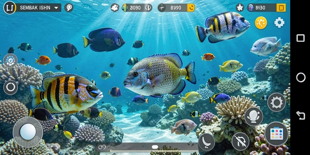 Screenshot gameplay S80 yang menunjukkan aksi Tembak Ikan yang seru.