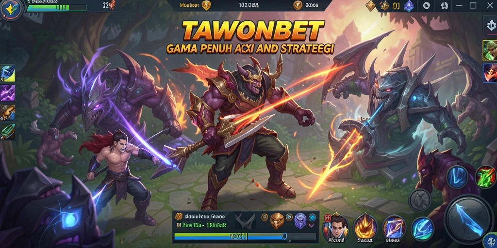 Tangkapan layar TAWONBET menunjukkan duel seru antar karakter di arena MOBA.