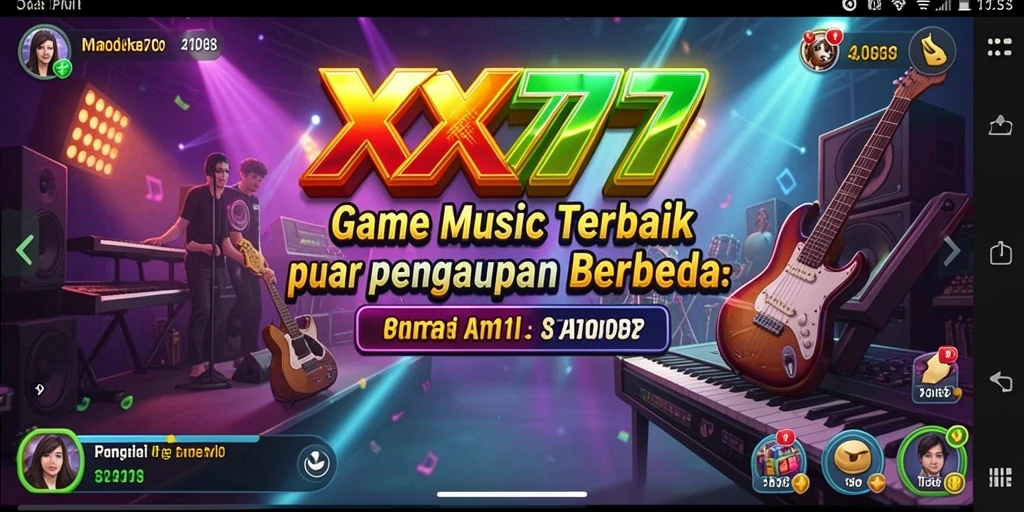 Screenshot gameplay <strong>XXX777</strong> menampilkan interaksi menyenangkan dalam bermain musik.